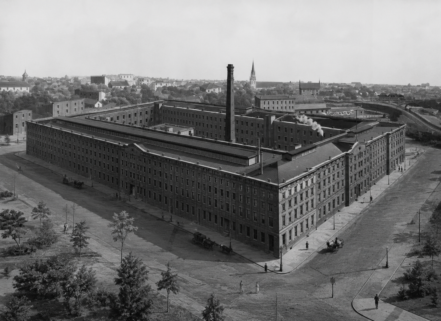 P. Lorillard and Company tobacco factory at 111 First Street, Jersey City—artist visualization after an 1876 engraving