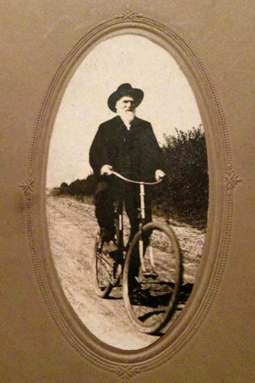 James on a bicycle