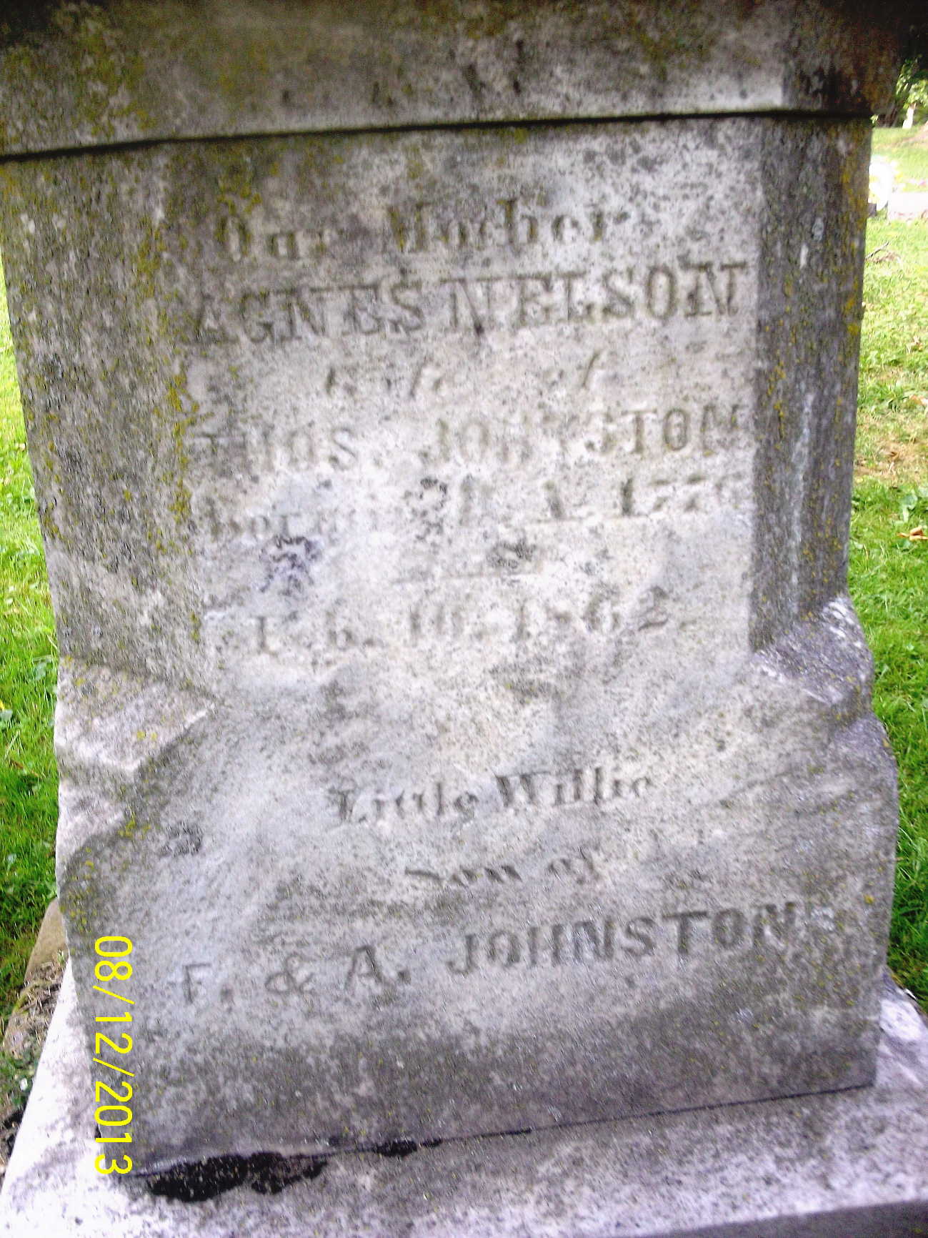 Agnes (Nelson) Johnston (1776-1862) Grave