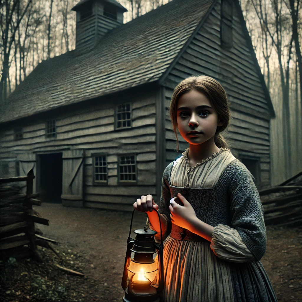 The young girl near the blockhouse